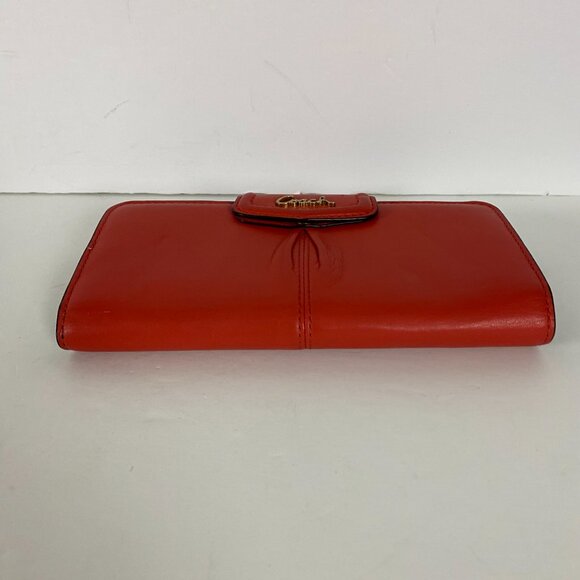 Coach Ashley Leather Wallet Clutch Folding Envelope Flip Pleated Salmon - Picture 4 of 16